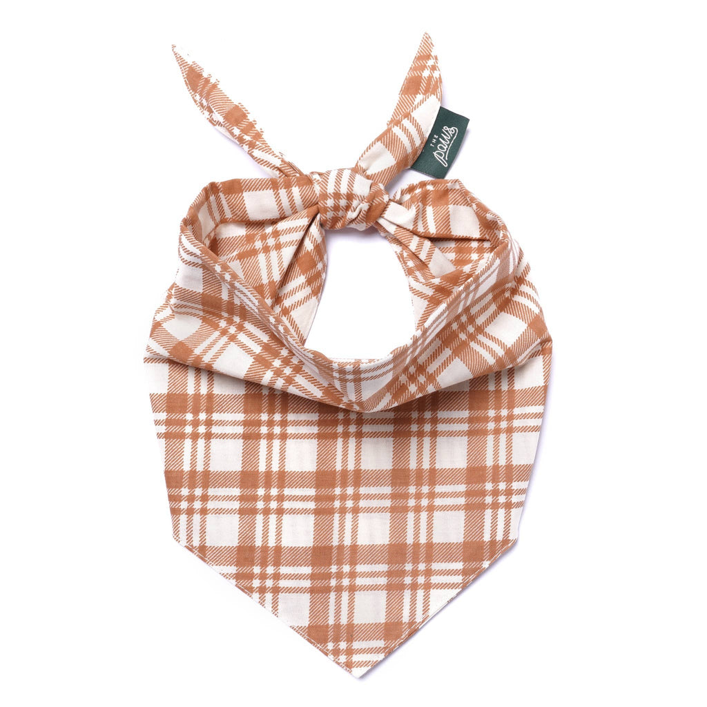 Bandana pour chien Ginger à carreaux orange soleil