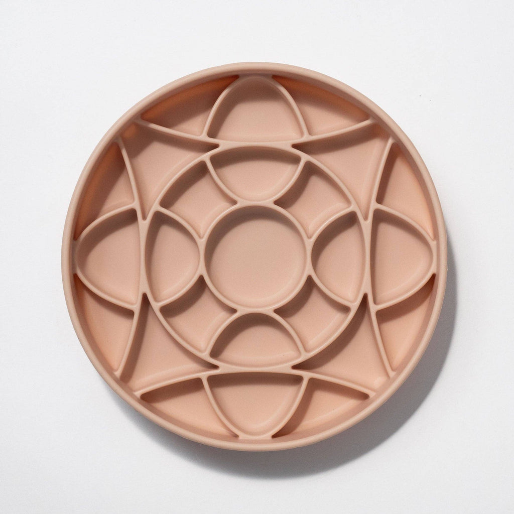 Gamelle anti-glouton silicone Ronde Rose poudré