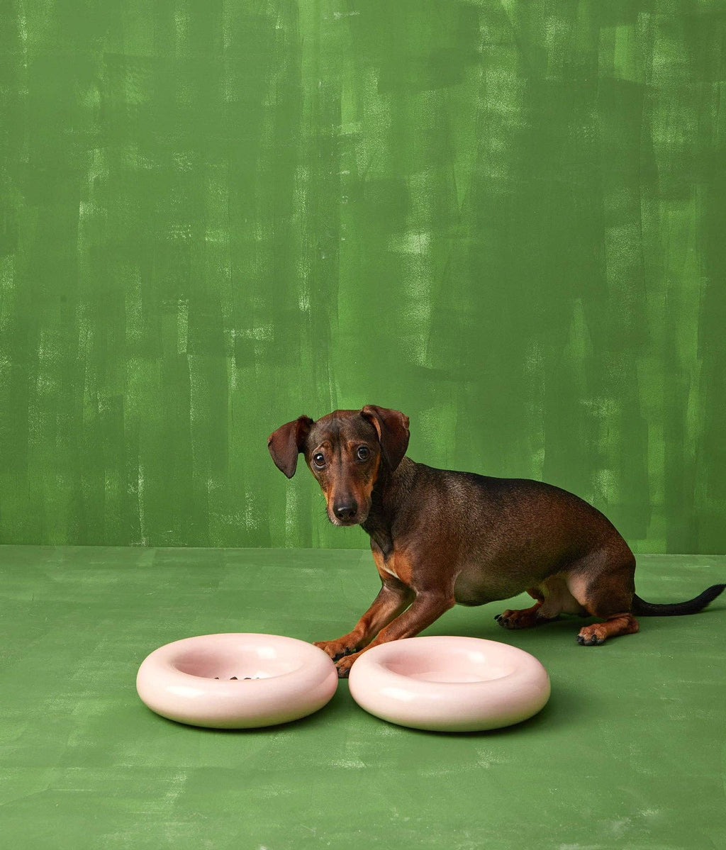 Mangeoire en céramique rose pour chien L