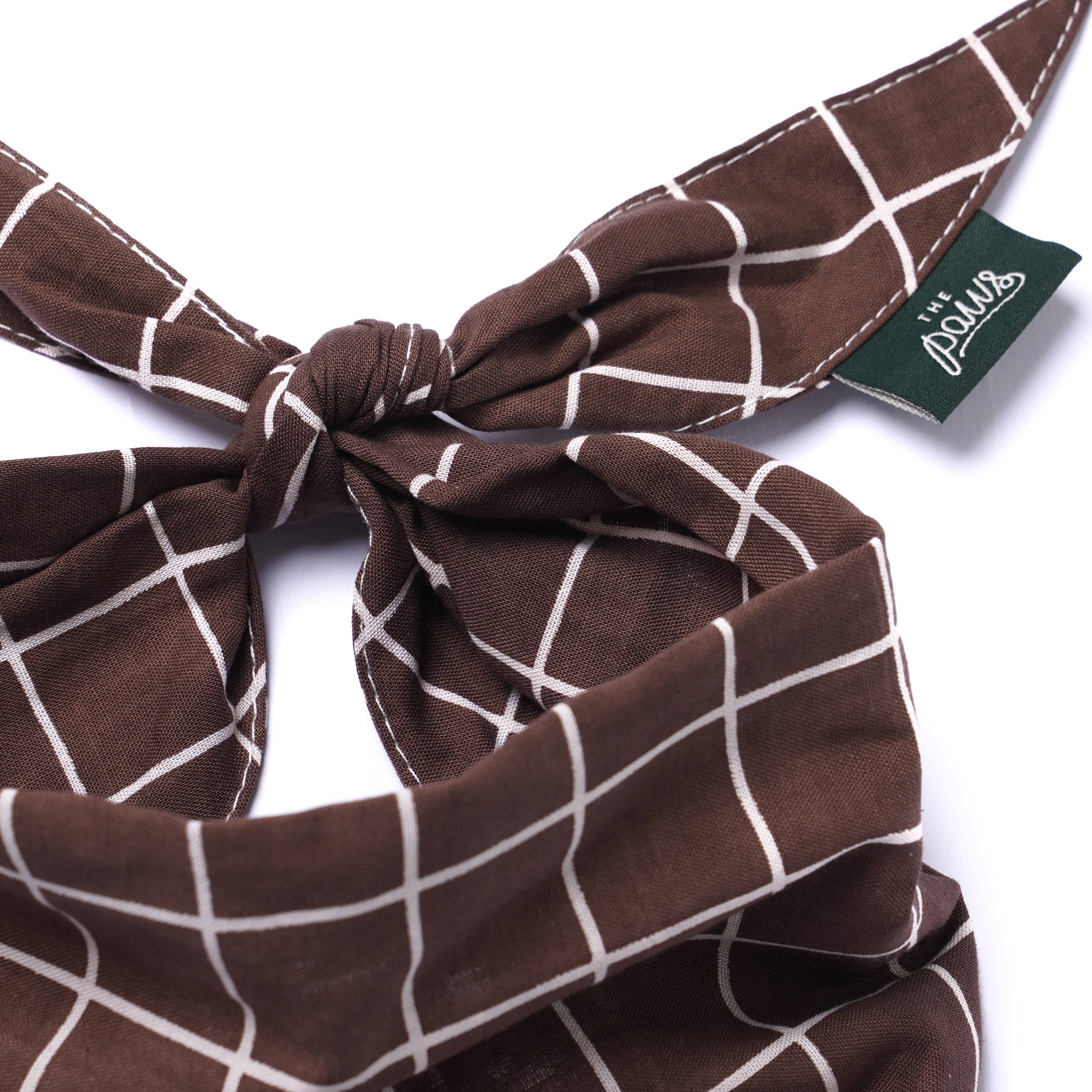 Bandana pour chien - Damier marron foncé