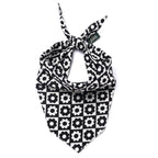 Bandana pour chien - Damier fleuri noir & blanc