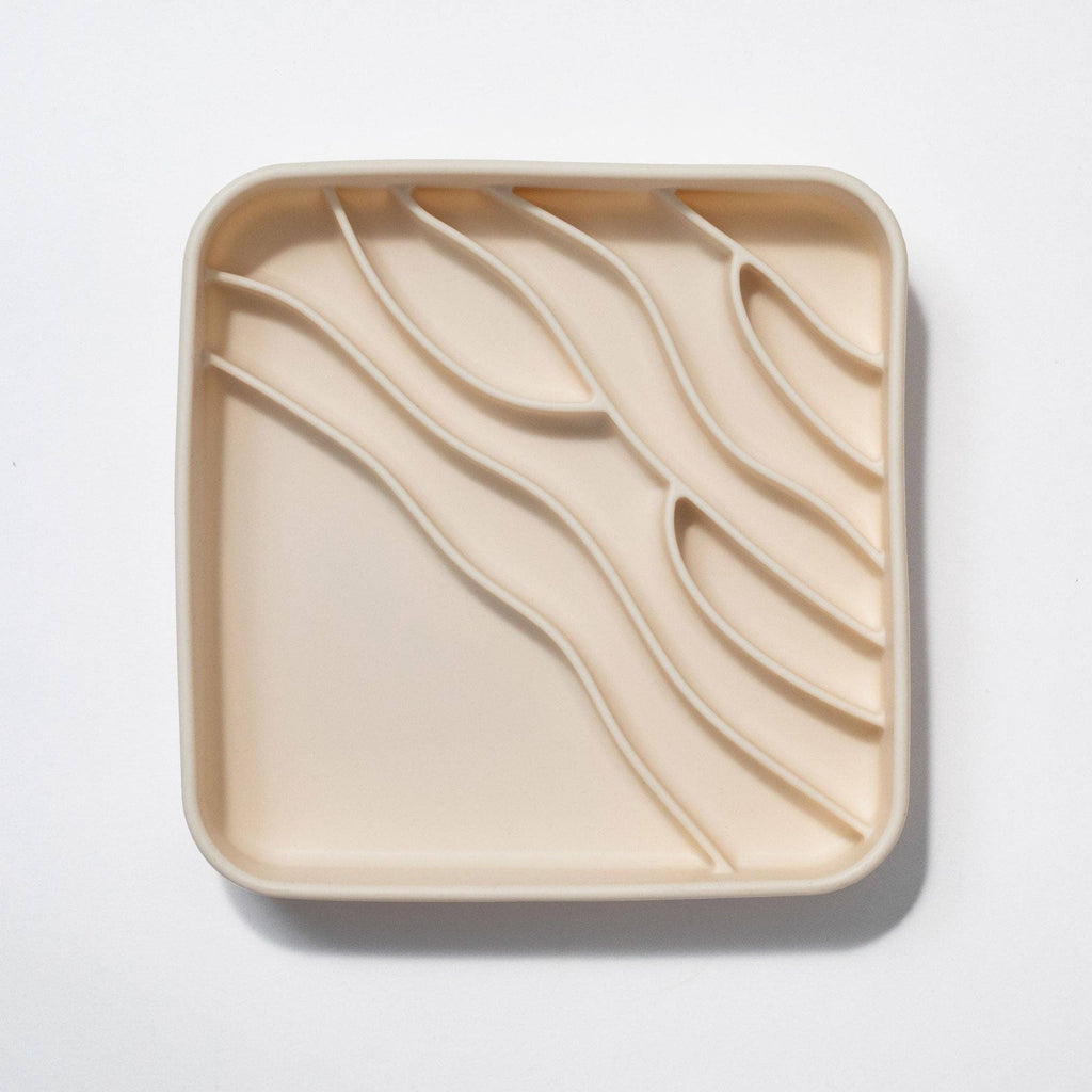 Gamelle anti-glouton silicone carré beige