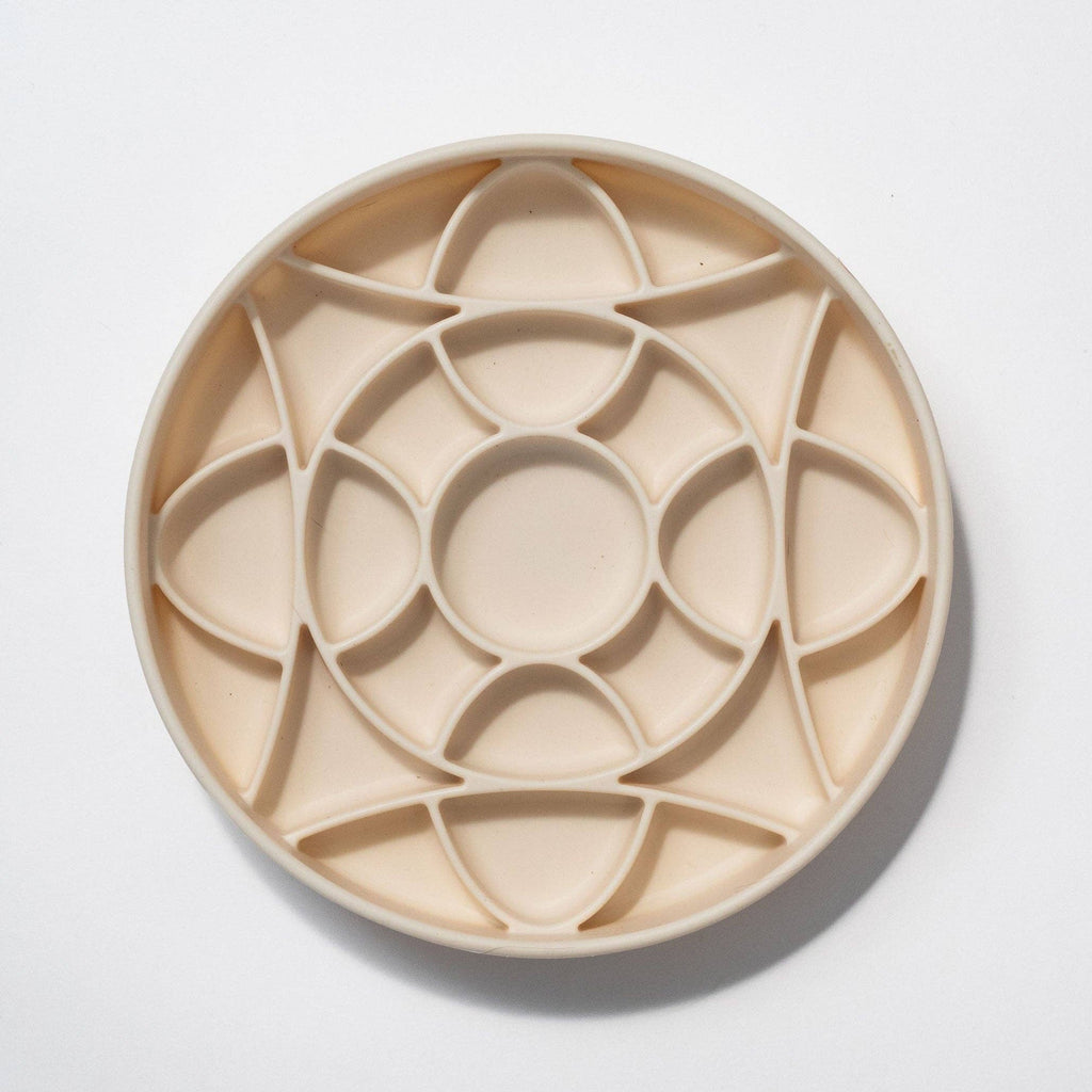 Gamelle anti-glouton silicone Ronde Rose Beige