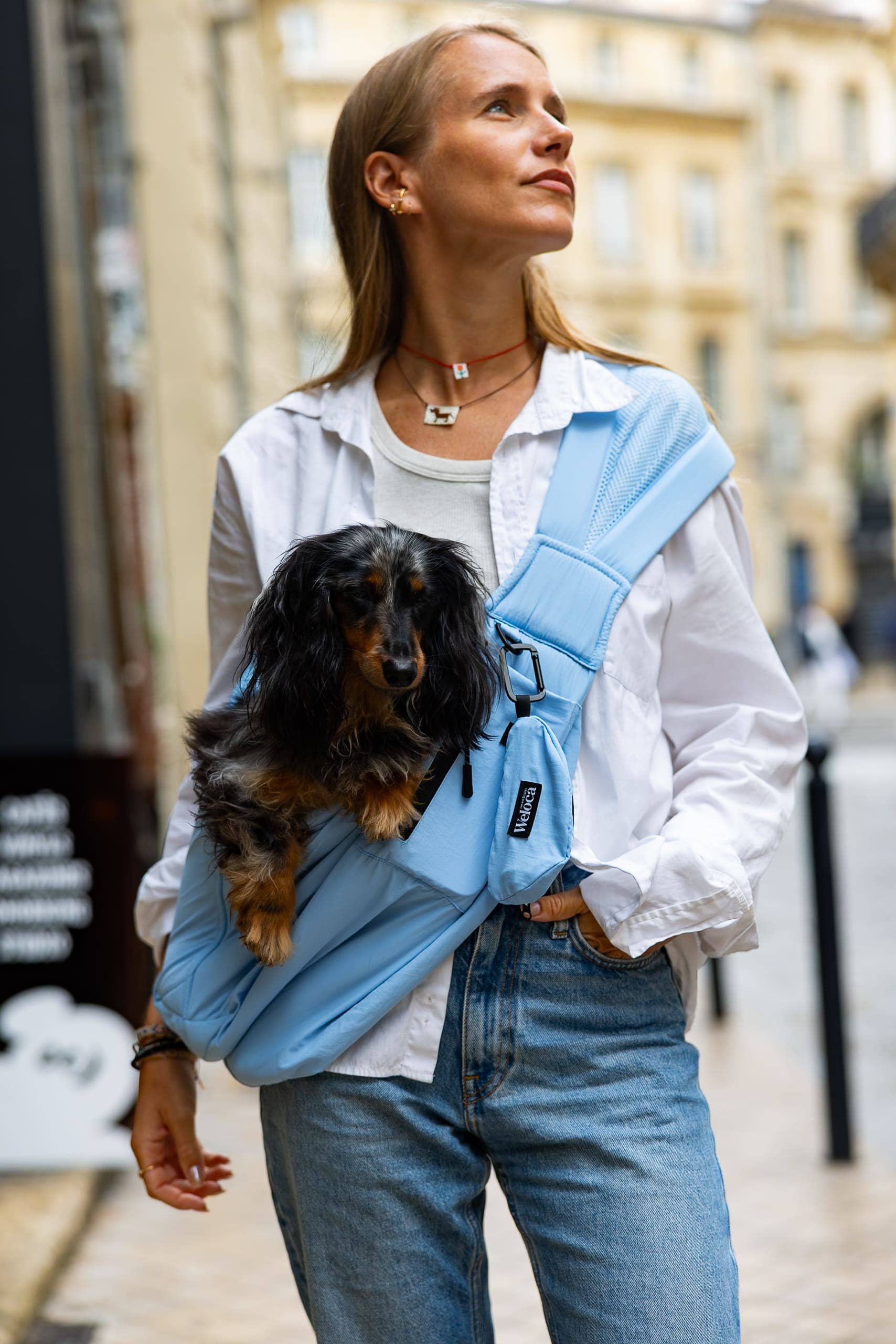Sac de transport en bandoulière bleu