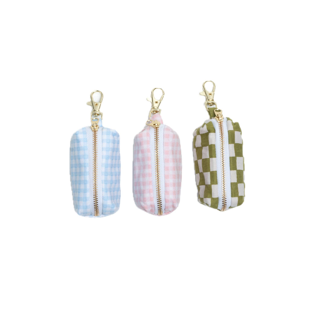 Porte-sac pour déjections canines - Vichy bleu bébé