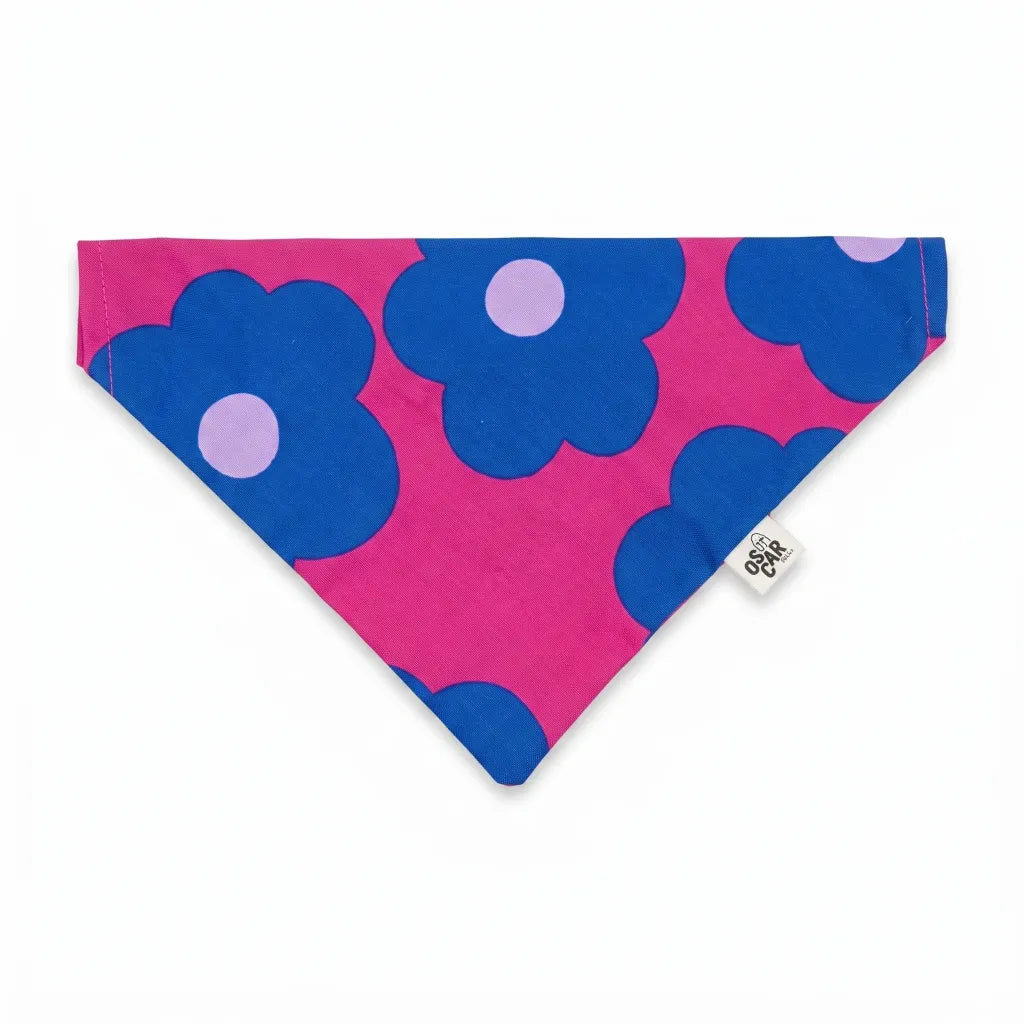 Bandana fleurs bleues à glisser dans le collier