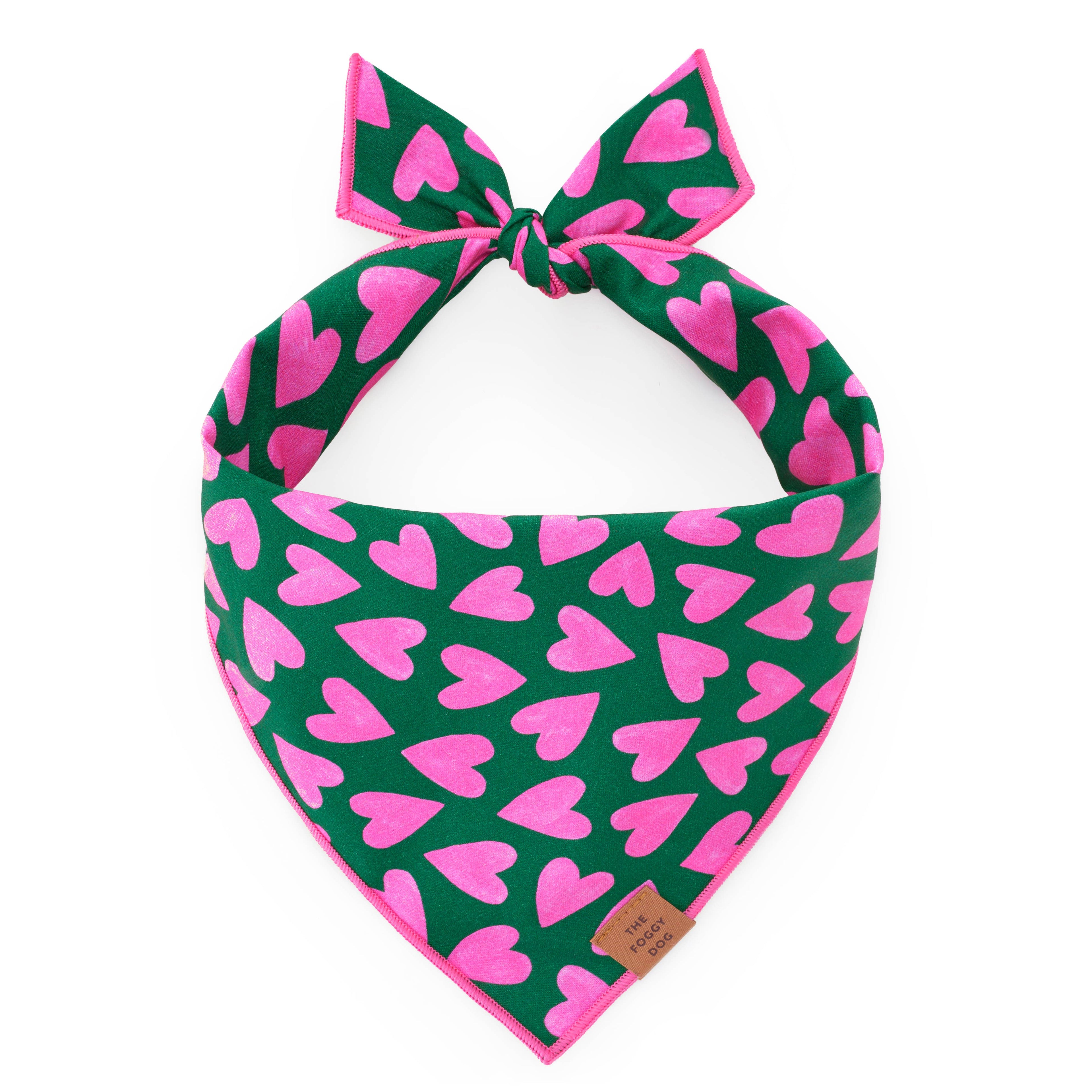 Bandana pour chien - Coeur rose et vert