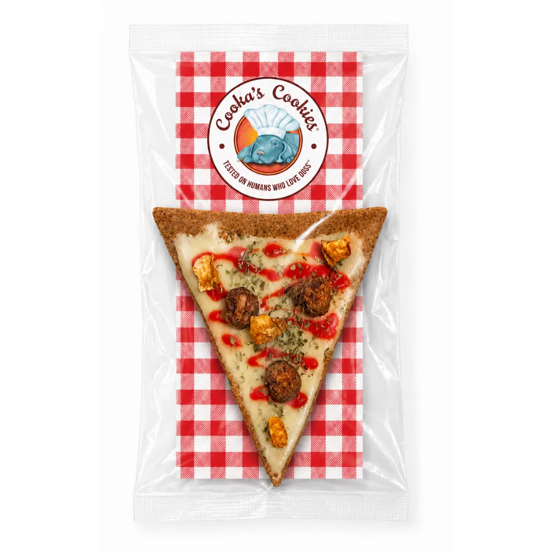 Biscuit friandise pour chien en forme de part de pizza