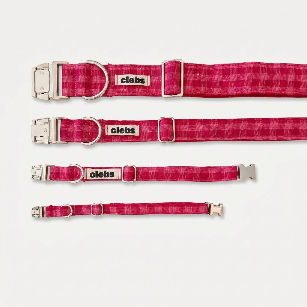 Collier en tissus - Vichy Rose