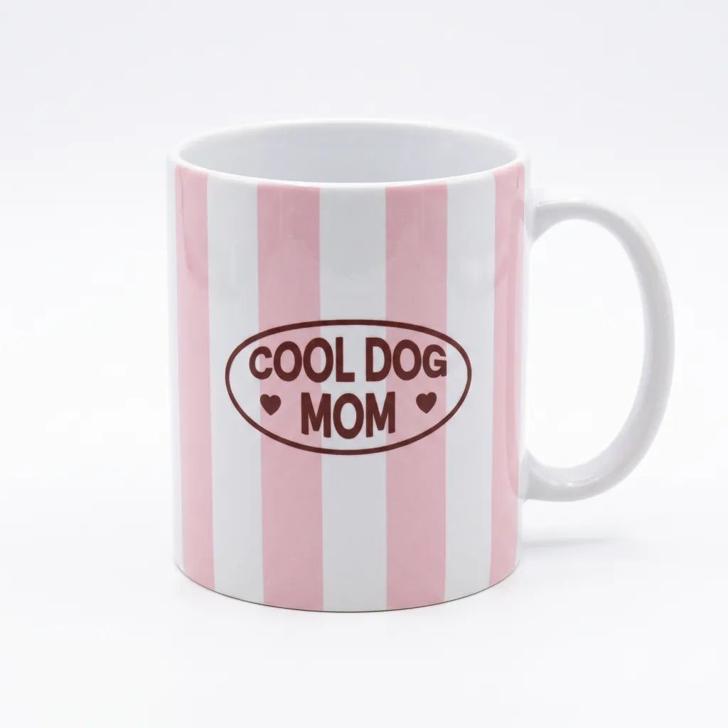 Tasse Rayé Rose "Cool Dog Mom"
