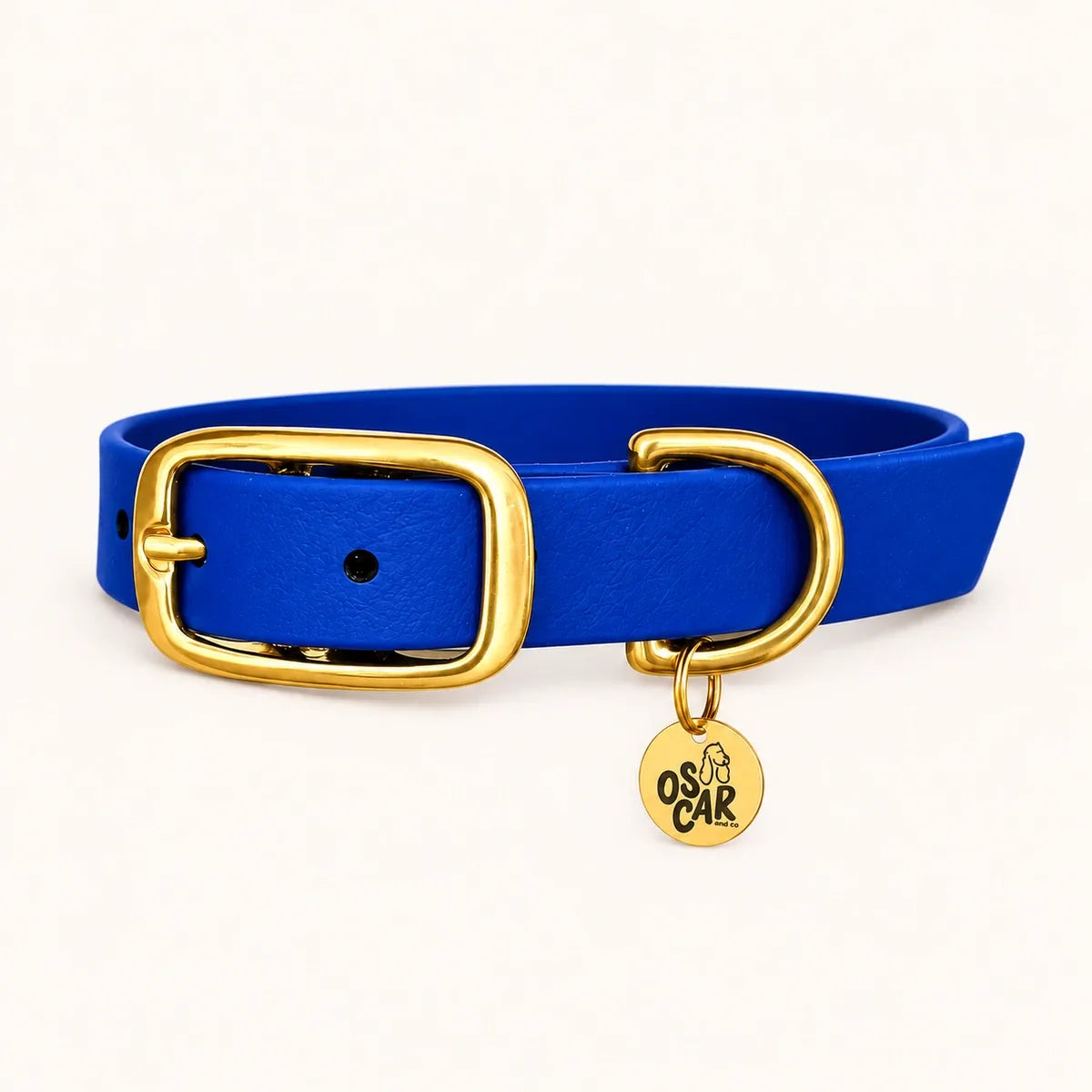 Collier bleu en Biothane et laiton
