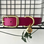 Collier fuchsia en Biothane et laiton