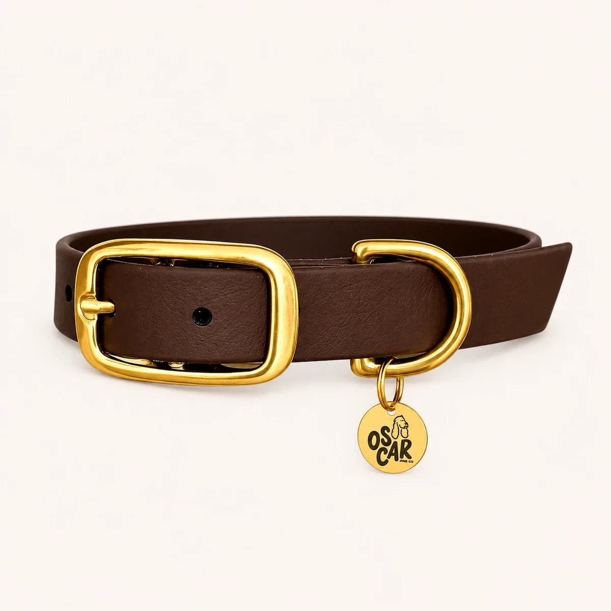 Collier marron en Biothane et laiton
