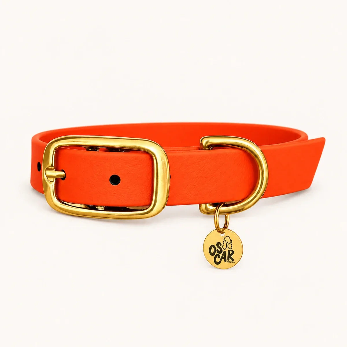 Collier orange en Biothane et laiton
