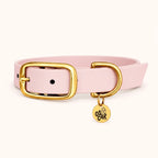 Collier rose en Biothane et laiton