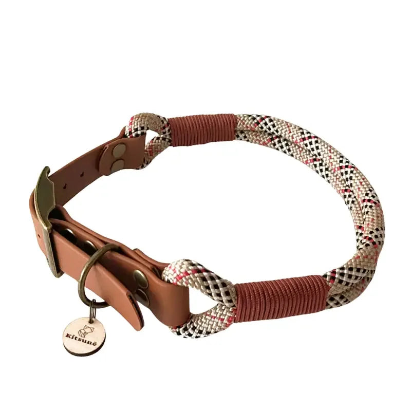 Collier marron bi-matière