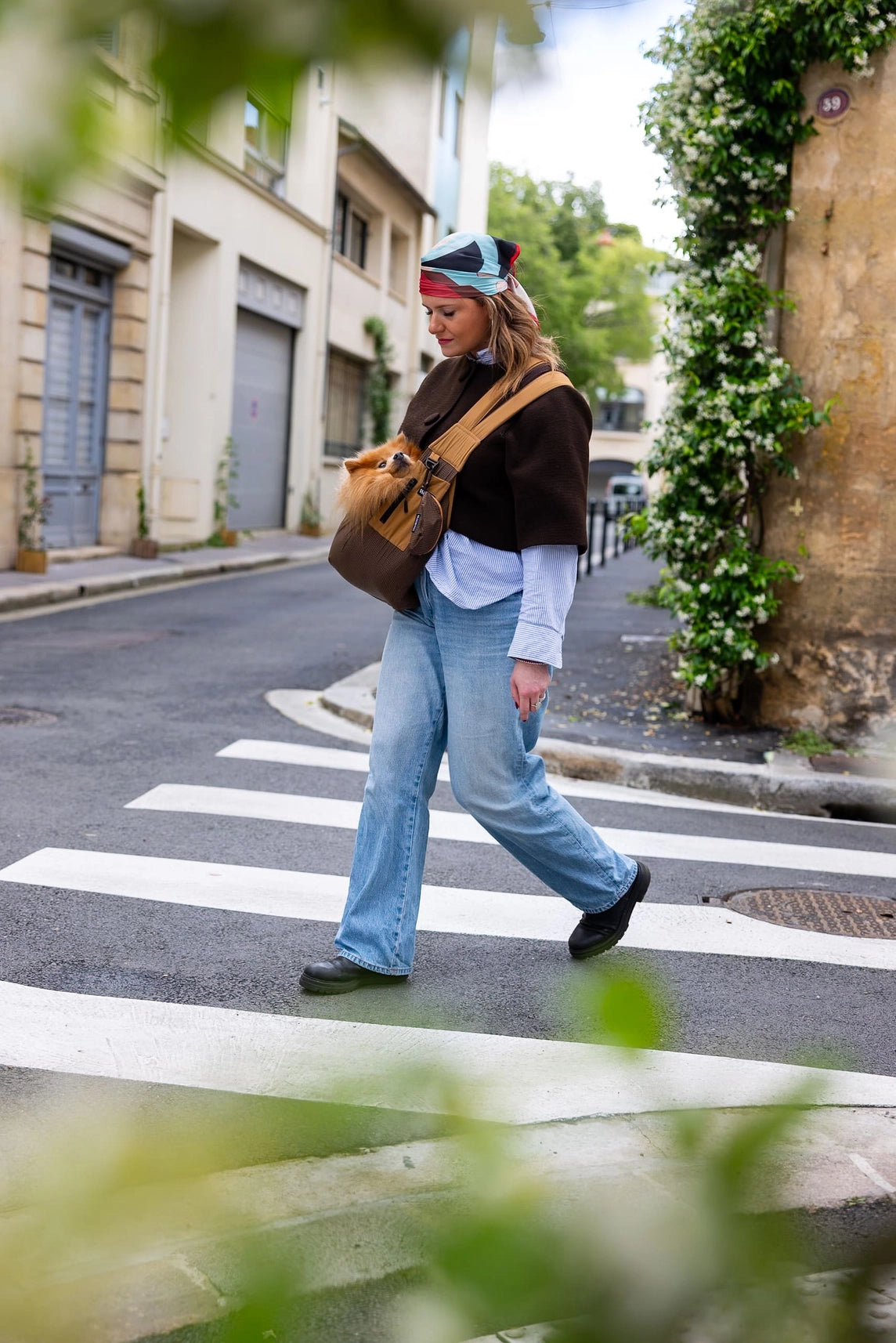 Sac de transport en bandoulière marron