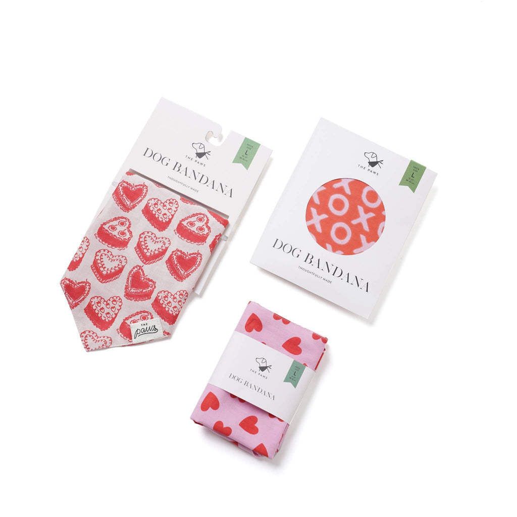 Bandana pour chien - Coeurs rouge et rose