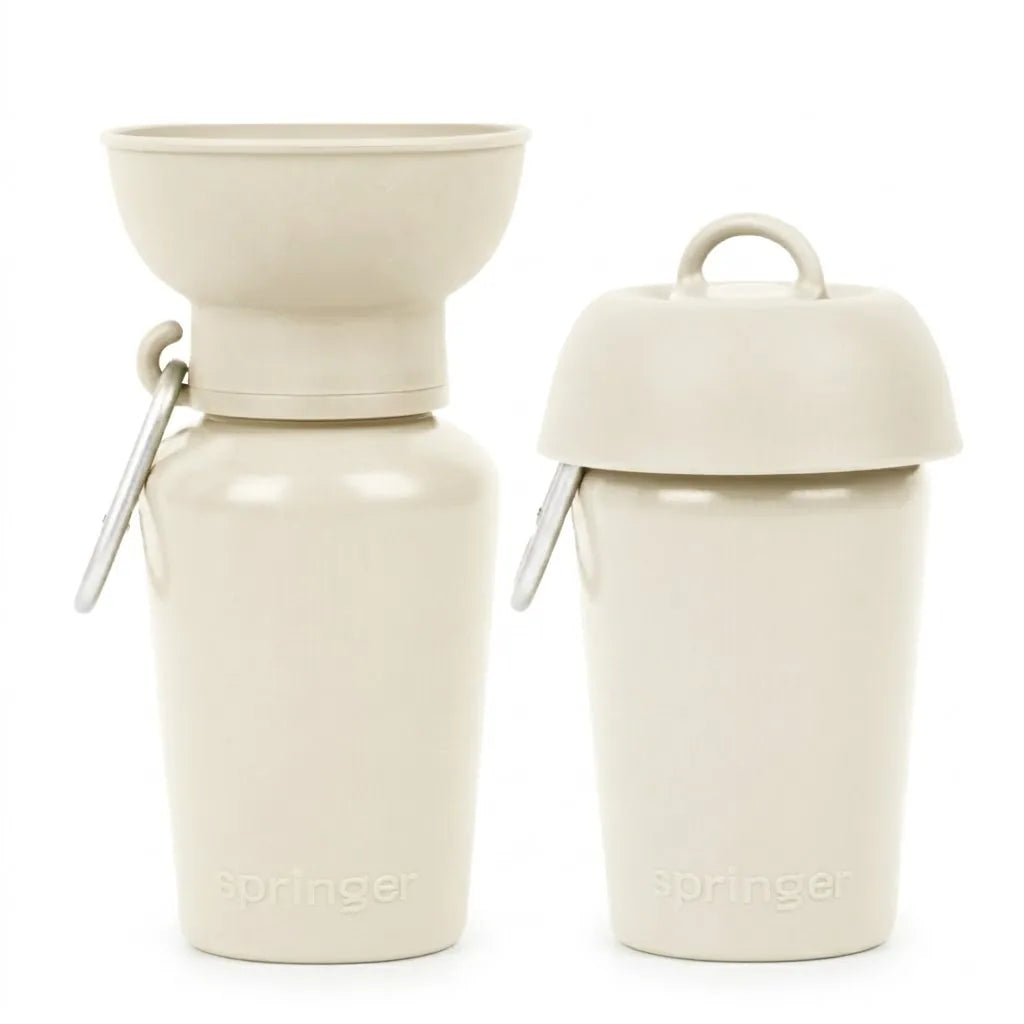 Gourde de voyage pliable beige pour chien