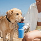 Gourde de voyage pliable bleu foncé pour chien