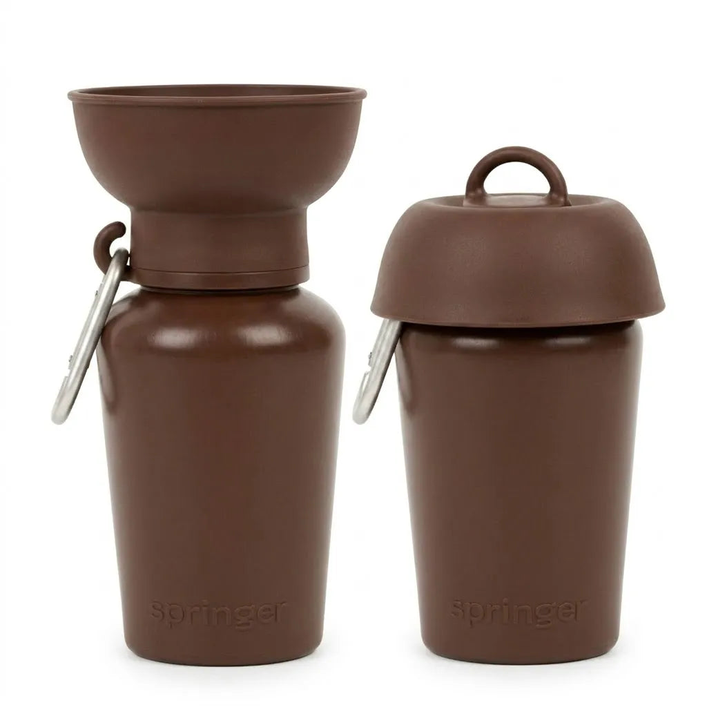 Gourde de voyage pliable marron pour chien