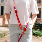 Laisse multi-positions 240cm Bi-matière magenta / rouge