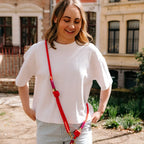Laisse multi-positions 240cm Bi-matière magenta / rouge