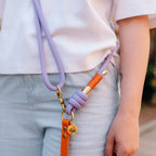 Laisse multi-positions 240cm Bi-matière orange / lilas