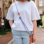 Laisse multi-positions 240cm Bi-matière orange / lilas