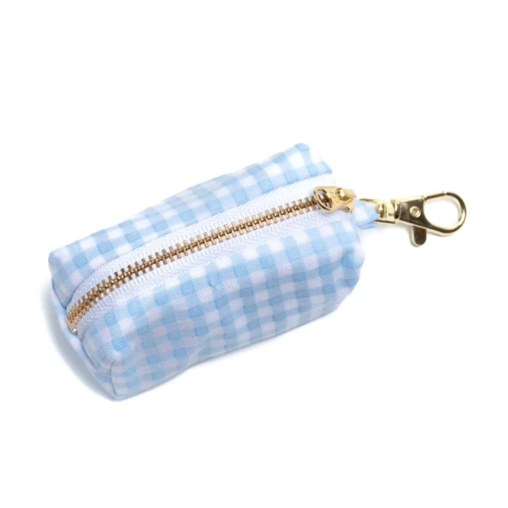 Porte-sac pour déjections canines - Vichy bleu bébé