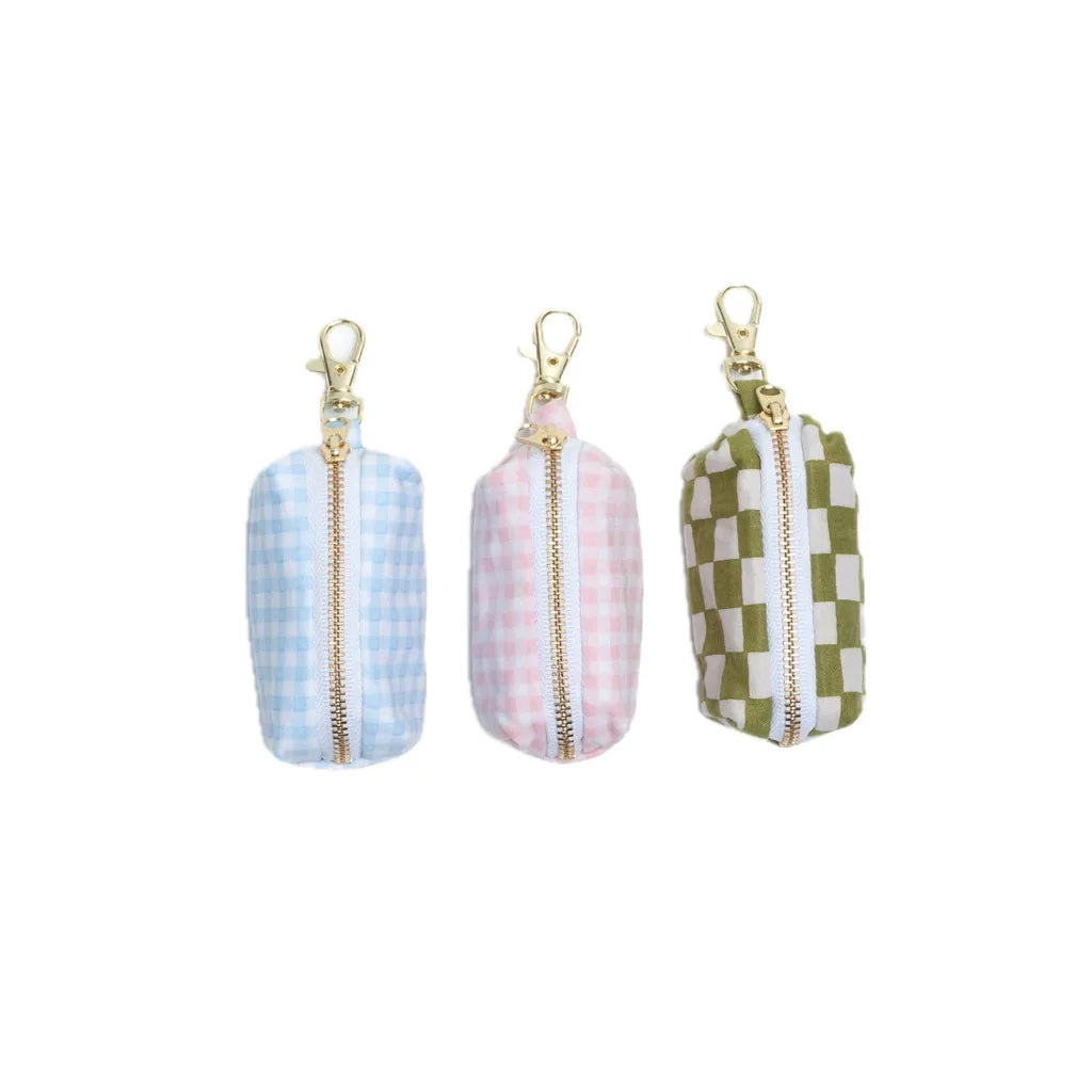 Porte-sac pour déjections canines - Vichy bleu bébé
