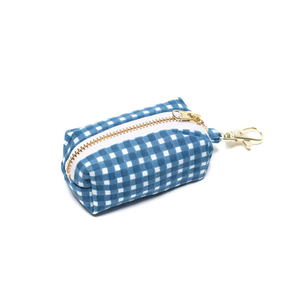 Porte-sac pour déjections canines - Vichy bleu
