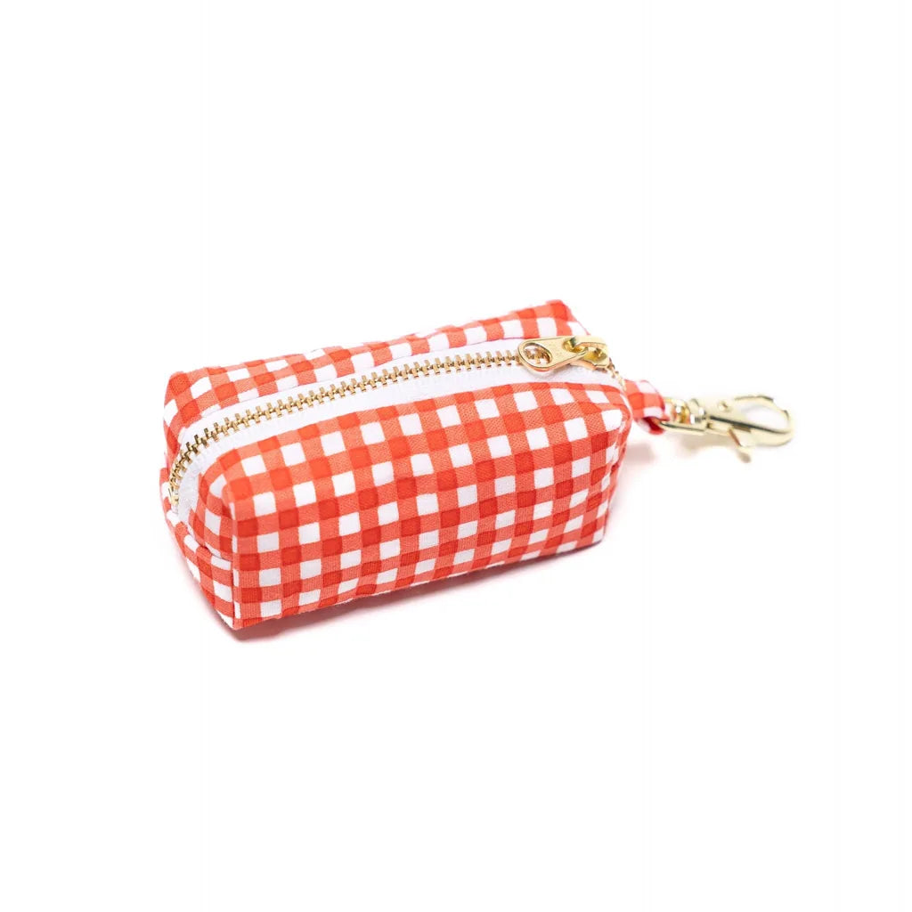 Porte-sac pour déjections canines - Vichy rouge