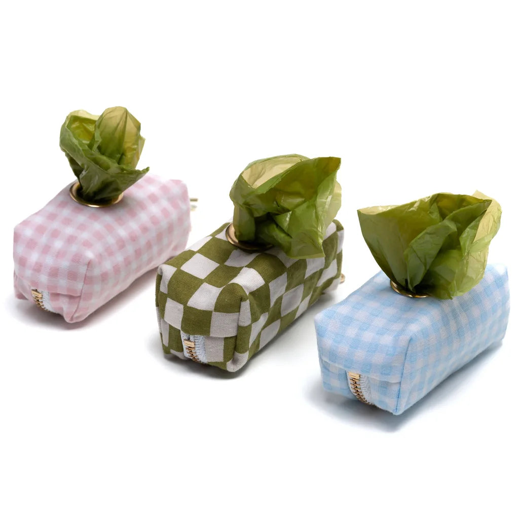 Porte-sac pour déjections canines - Vichy vert